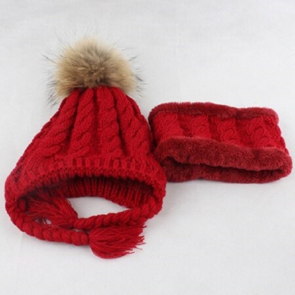 Dziecięca czapka zimowa i apaszka A395 czerwony