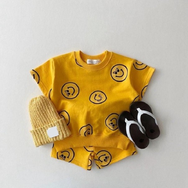 Dziecięca koszula i spodenki z buźkami żółty 5
