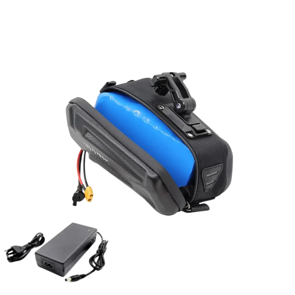 E-Bike Batterie Li-Ion 48 V 12 Ah Wasserfest mit 1,2 l Gehäuse und Ladegerät 185 x 100 x 95 mm Blau-Schwarz Für E-Bike und E-Scooter