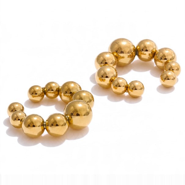 Ear Cuffs Without Piercing 2 pcs Ball Cuffs for Ear 14 and 16 mm Stainless Steel 316L Ear Cuff for Cartilage for Women gold