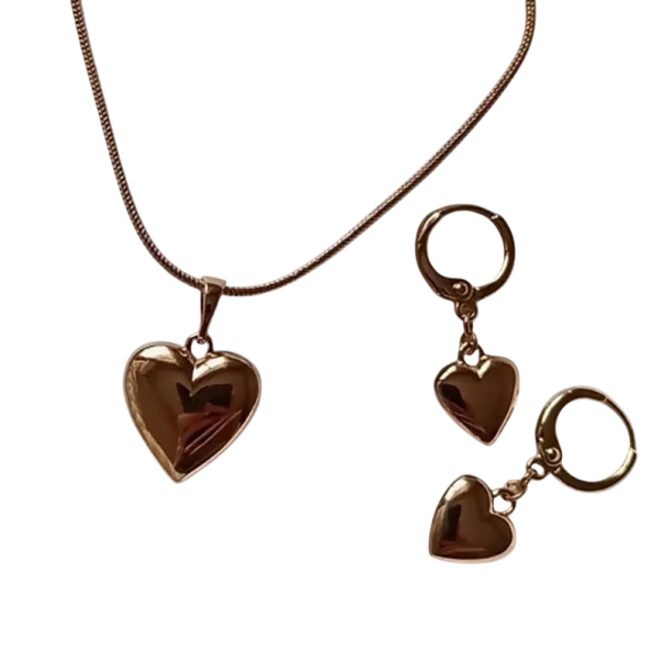 Earring and Necklace Set 50 cm (45+7 cm) Heart Shiny Drop Earrings Zinc Alloy Elegant Women's Jewellery gold