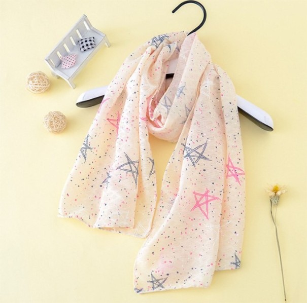 Écharpe d'été/automne pour fille avec imprimé J884 beige