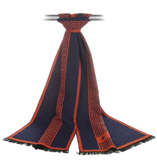 Écharpe de luxe pour homme avec motif J1435 bleu-orange