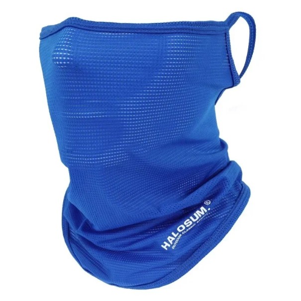 Écharpe en soie glacée pour le visage Tour de cou Masque de sport Avec fixation pour les oreilles Pêche Cyclisme Course Randonnée Chasse Nylon Maille 30x24x20cm bleu