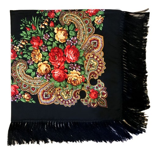 Écharpe femme à fleurs J3277 noir