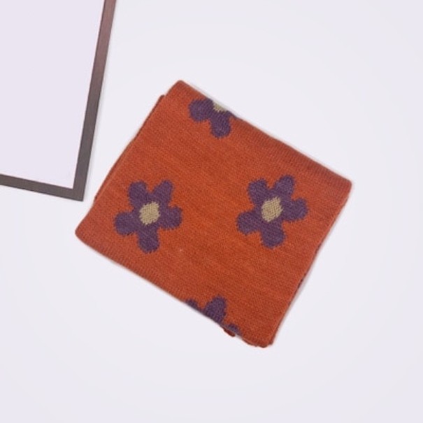 Écharpe pour enfants avec des fleurs A401 orange