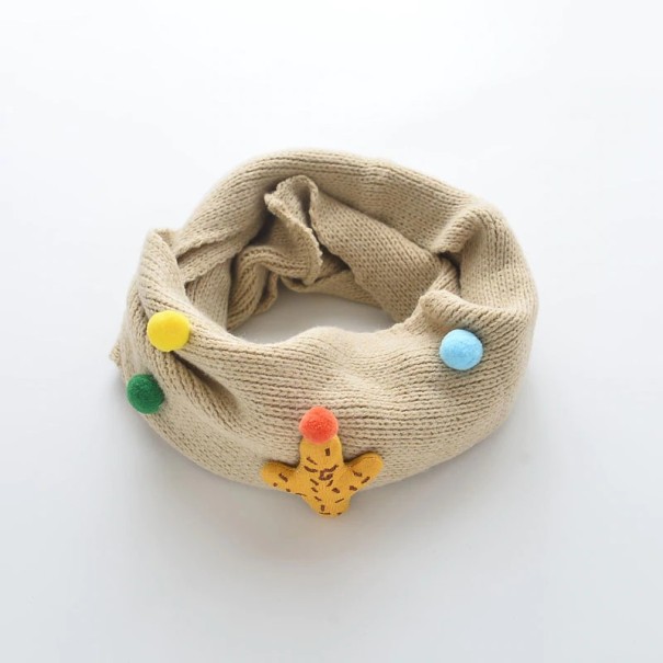Écharpe pour enfants avec pompons et avion J3235 beige