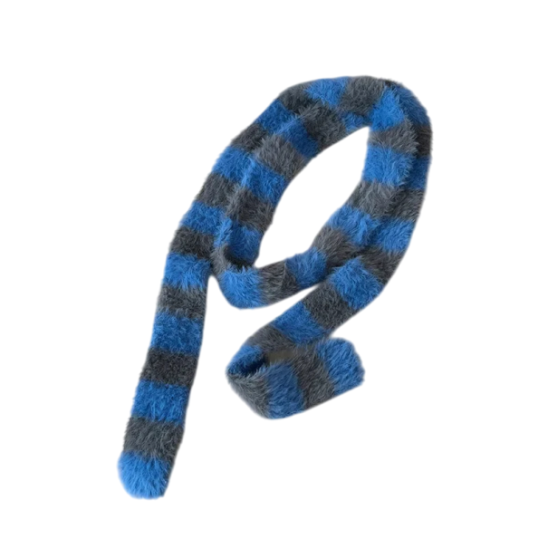 Écharpe pour femmes 135–175 cm Écharpe en acrylique à rayures Accessoire de mode chaud et doux pour l'automne et l'hiver Écharpe stylée et confortable pour un port élégant au quotidien bleu