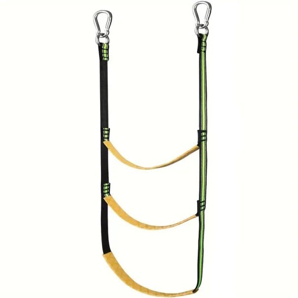 Échelle de corde d'embarquement pour bateaux 3 échelons capacité 200 kg longueur 98 cm nylon avec mousquetons en acier inoxydable Noir-jaune pour yachts, bateaux et kayaks 1