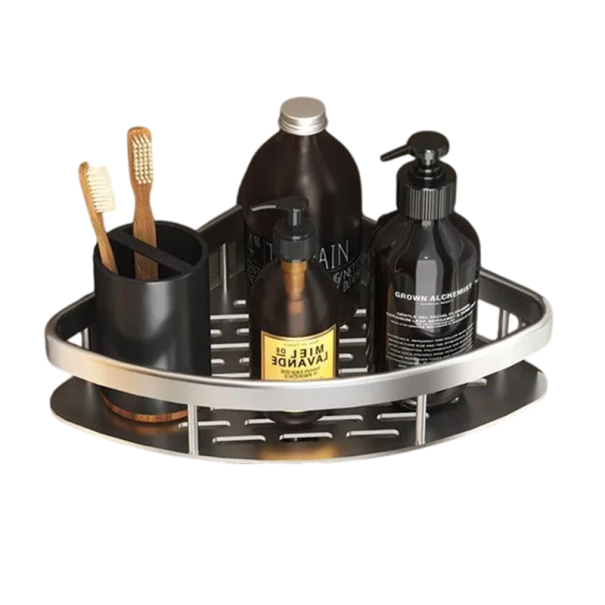 Eck-Duschregal 29x22x5,5 cm Dreieckiger Badezimmer-Organizer ohne Bohren Edelstahl Aluminium Selbstklebender Kosmetikhalter silbern