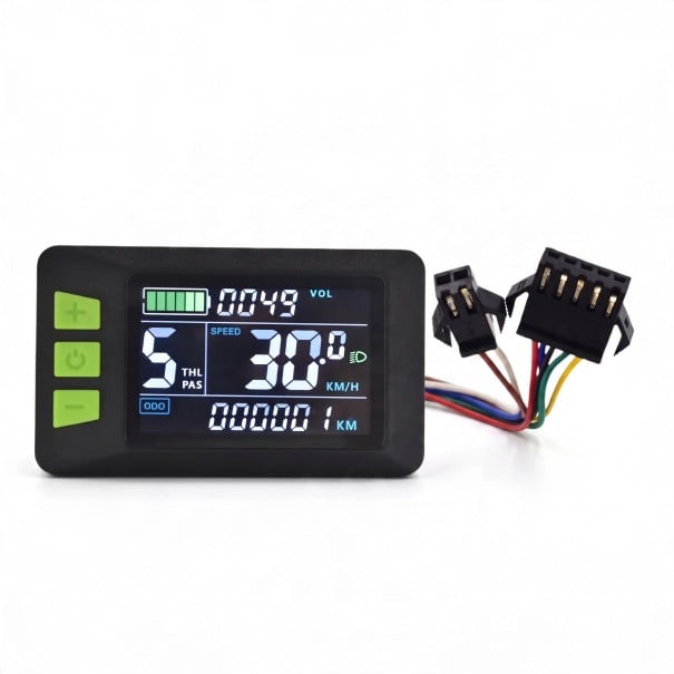 Ecran LCD colorat rezistent la apă Conector SM 5pin și 2pin Cablu 1800 mm Comunicație UART și USB Negru Pentru bicicletă electrică și scuter electric 1