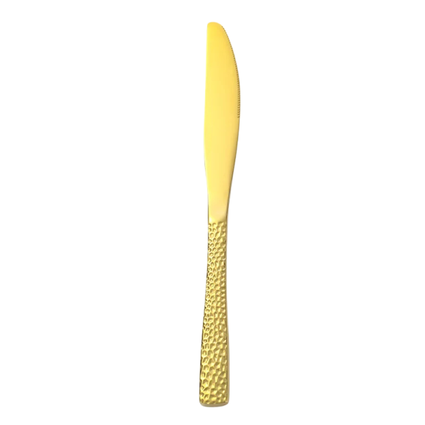 Edelstahl Essmesser Luxuriöses Retro Tischbesteck mit quadratischem Griff Elegantes Küchenmesser für modernes Essen golden