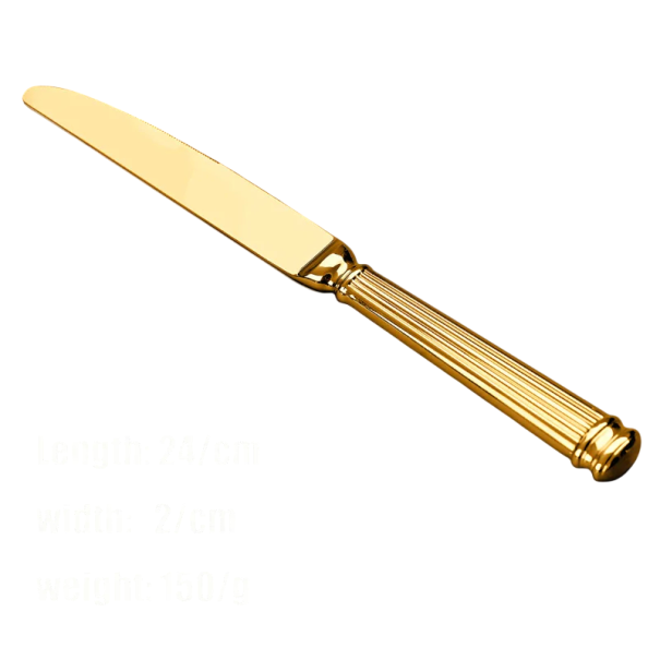 Edelstahl Essmesser mit gezahntem Blatt Elegantes Besteck aus Edelstahl modernes Küchenutensil Designmesser golden