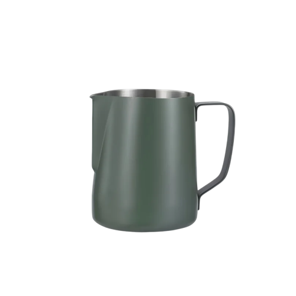Edelstahlkanne zum Aufschäumen von Milch 600 ml 9 x 8 cm Barista-Kanne mit Ausguss für Latte Art Milchbehälter für Kaffeemaschinen grün