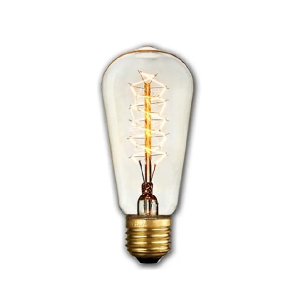 Edisonova žiarovka so spirálovým vláknom ST64 E27 40 W 220 V 6,4 x 14,2 cm Priehľadné sklo a mosadzná pätica Teplé svetlo Do retro interiéru 1