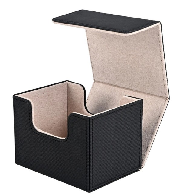 Edle schwarze Box mit farbenfrohem Innenleben zur Aufbewahrung von Kartendecks mit Magnetverschluss und strapazierfähigem Außenmaterial beige