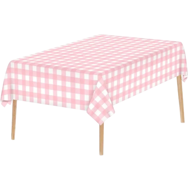 Eénmalige tafelkleed, rood, zwart geruit tafelkleed, kerst, picknick, verjaardag, bruiloft, waterdicht tafelkleed, decoratie roze