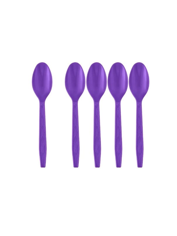 Eenscheidige plastic bestek Lepels voor verjaardagsfeesten party tafelen Plastic bestek voor dessert taart catering rekwisieten voor fotografie paars