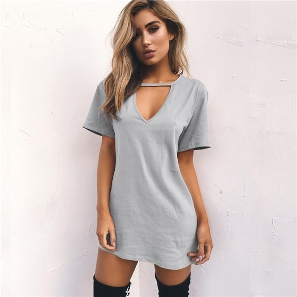 Effen mini-jurk grijs XL