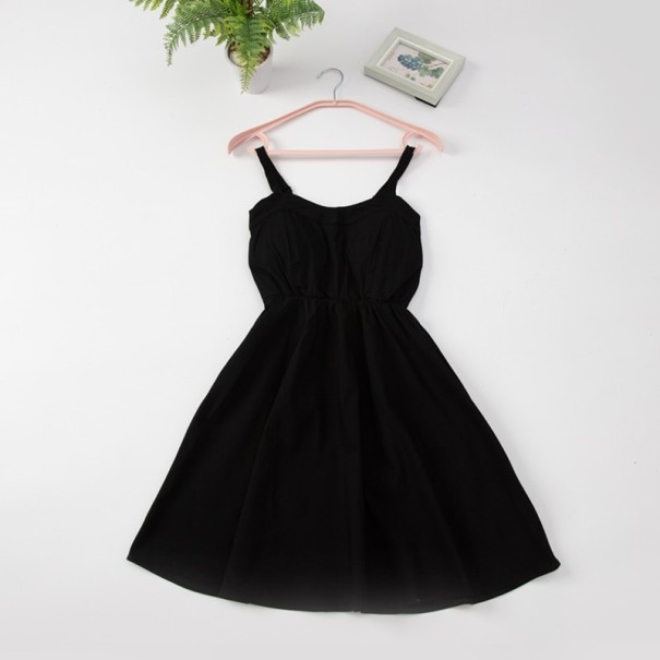 Effen mini-jurk met bandjes zwart