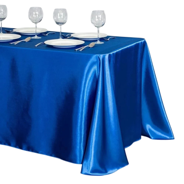 Effen satijnen tafellaken 145 x 366 cm Lange feestelijke tafellaken voor de tafel Glad glanzende stof voor bruiloften feesten vieringen Verschillende kleuren blauw