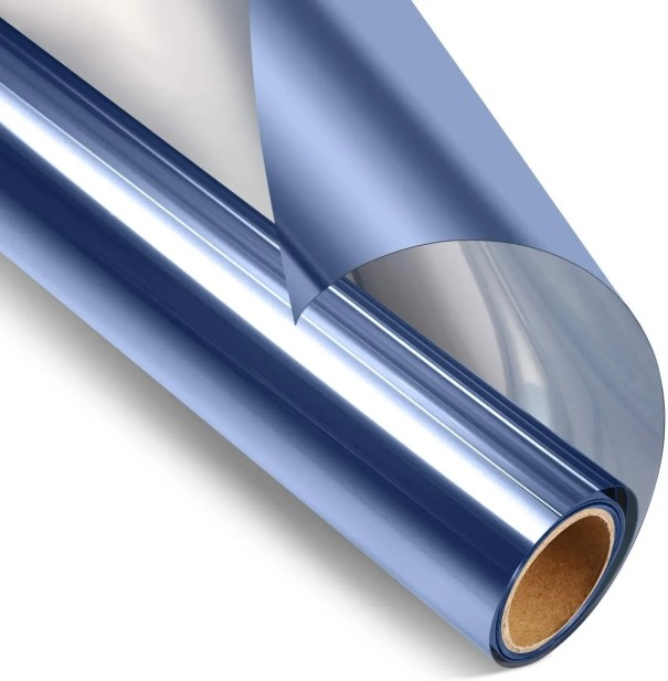 Egyirányú tükör ablakfólia PET 40 x 200 cm Adatvédelem UV védelem Napvédő ablakfólia kék