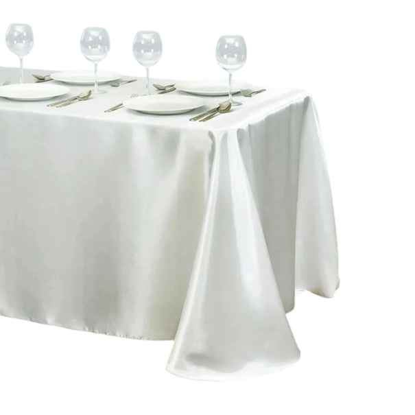Egyszínű selyem asztalterítő 145 x 180 cm Fényes ünnepi asztalterítő Dekoráció esküvőkre és ünnepségekre Elegáns terítés Különböző színek krém