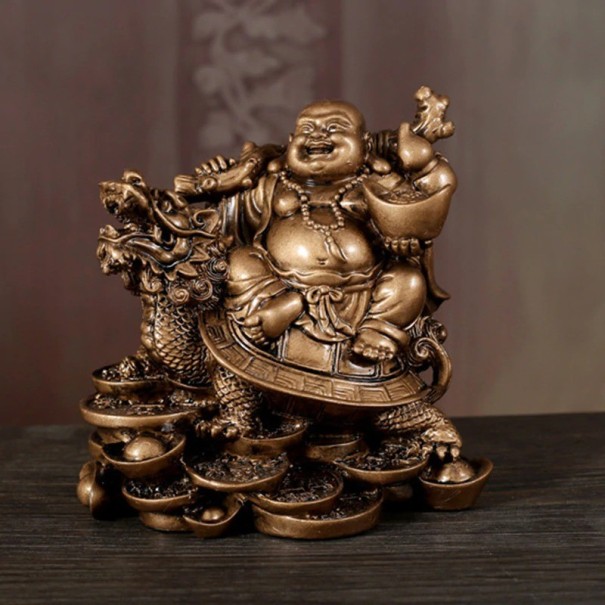 Eine dekorative Statuette eines lachenden Buddhas bronze