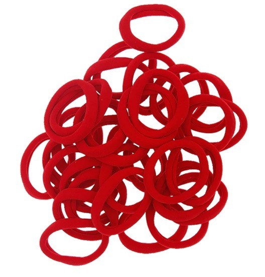 Einfarbige Haargummis - 30 Stk rot