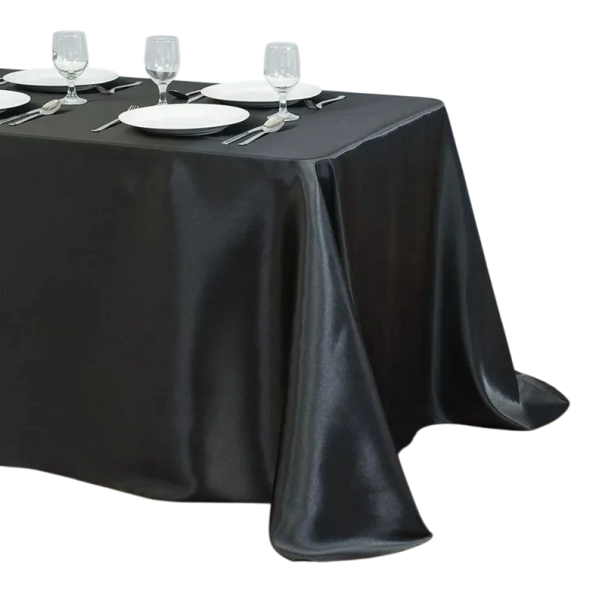 Einfarbige Satin-Tischdecke 145 x 396 cm Langer glänzender Tischdecken für Hochzeitsdekoration Tischtextilien für Feiern und Festlichkeiten Verschiedene Farben schwarz