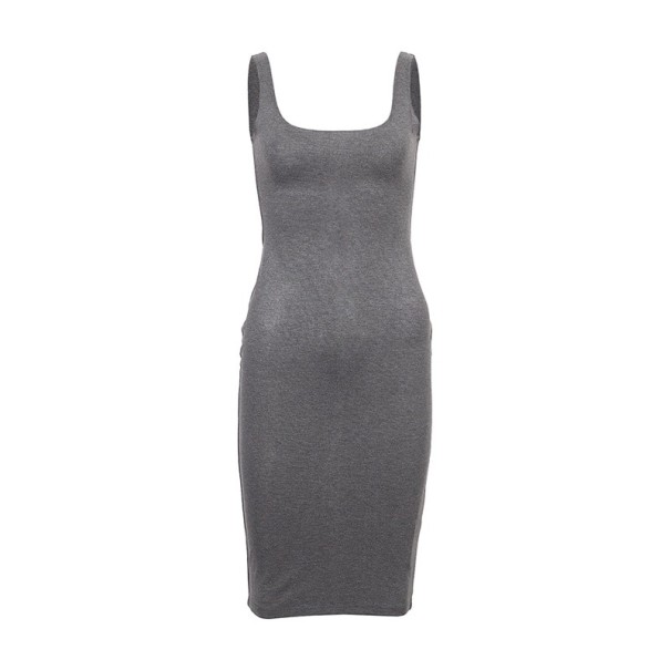 Einfarbiges Kleid mit Trägern grau M