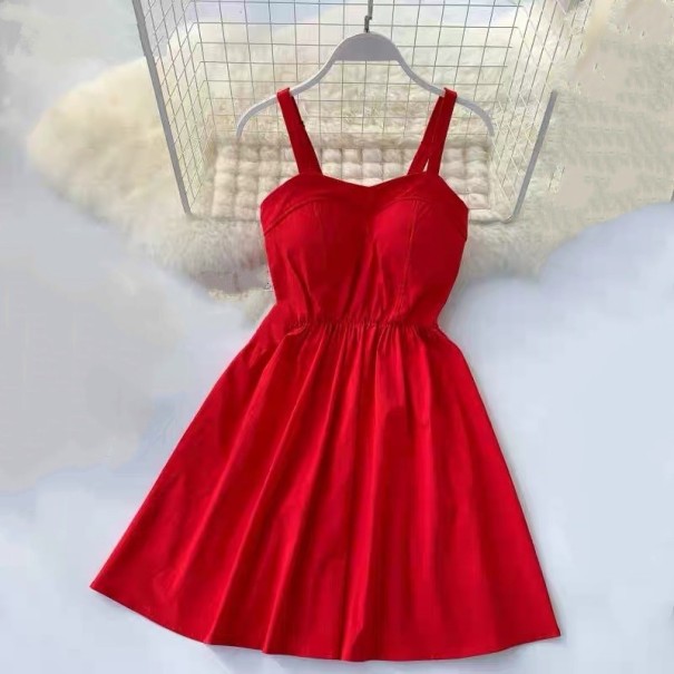 Einfarbiges Minikleid mit Trägern rot