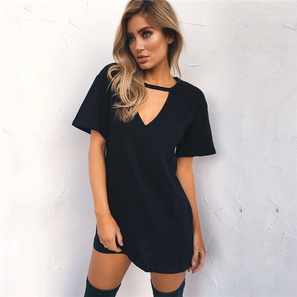 Einfarbiges Minikleid schwarz L