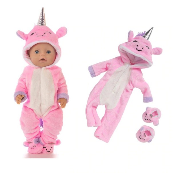 Einhorn-Overall für eine Puppe rosa