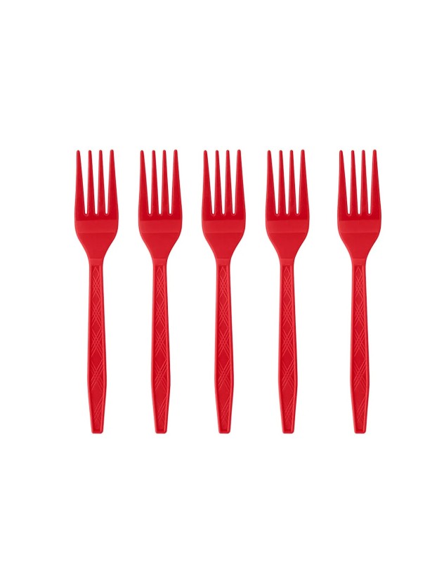 Einweg-Plastikgabeln Party Tischbesteck für Geburtstagsfeiern Catering Desserts Obst Plastikbesteck für Partys und Fotoshootings rot