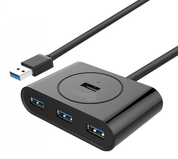 Ekstern 4-ports 3.0 USB-hub J1305 sort 25 cm