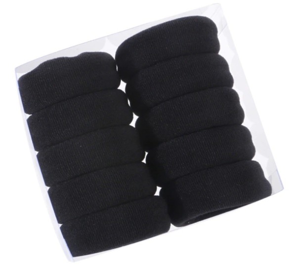 Elastic de păr larg - 10 buc negru