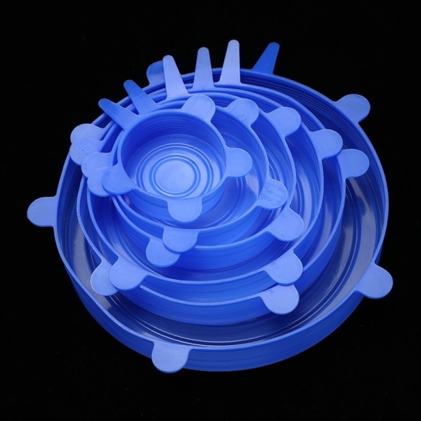 Elastic Food Sealing Covers 6 pcs blue
