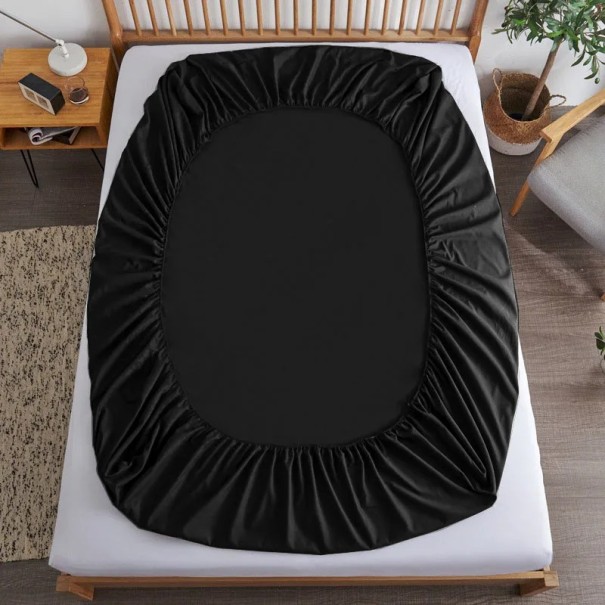 Elastické prestieradlo 140x200x30cm 100% bavlna Napínacie Prestieradlo na posteľ Matrac Priedušné Jemné na dotyk Pohodlný spánok čierna