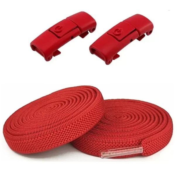 Elastické šnúrky do topánok bez zaväzovania 100 cm Šnúrky so zámkom Kovová pracka Rýchle obúvanie pre športovú a každodennú obuv červená
