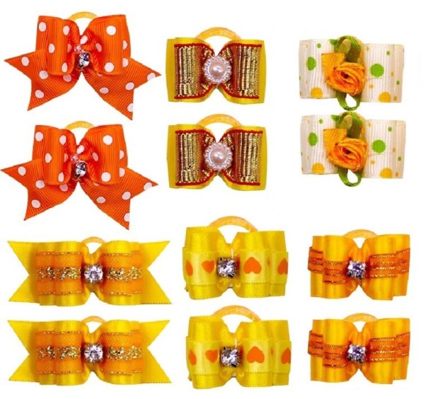 Elásticos para cães com laço 10 unid amarelo