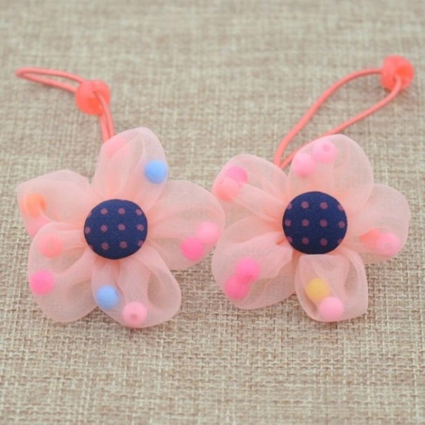 Élastiques à cheveux pour enfants avec fleur - 2 pcs abricot