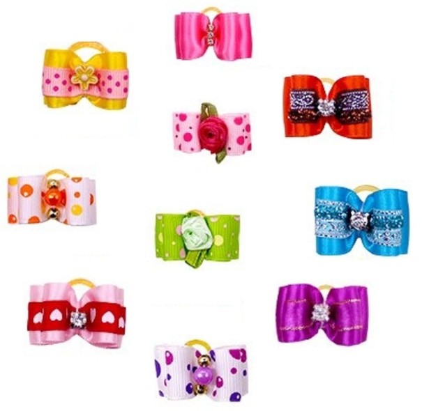 Élastiques pour chiens avec nœud 10 pcs multicolore