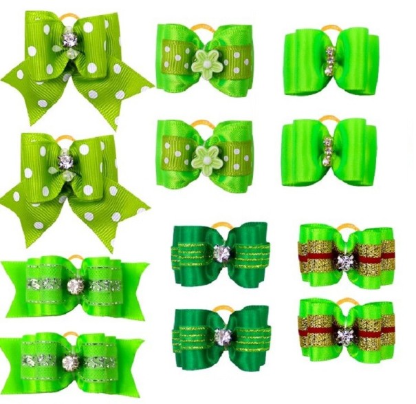 Élastiques pour chiens avec nœud 10 pcs vert
