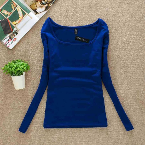 Elastisch T-shirt met lange mouwen voor dames blauw