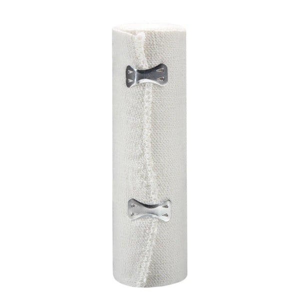 Elastisch verband 15 x 450 cm Elastisch verband met hoge elasticiteit Compressieverband voor spier- en gewrichtsondersteuning 2 metalen clips 1