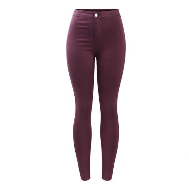 Elastische damesjeans bordeauxrood XS