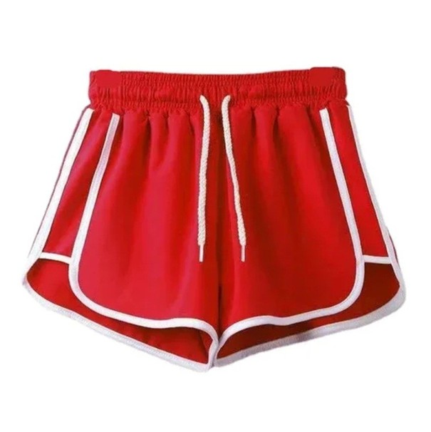 Elastische Freizeitshorts für Damen, schnelltrocknend, leichte Shorts mit Kordelzug, bequeme, locker sitzende Sommer-Sportshorts rot M