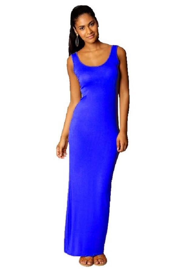Elastische maxi-jurk blauw XS
