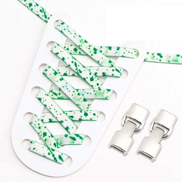 Elastische Schnürsenkel ohne Binden 100 cm Polyester-Schnürsenkel mit Metallschloss Schnelles Anziehen für Sport- und Alltagsschuhe weiß-grün